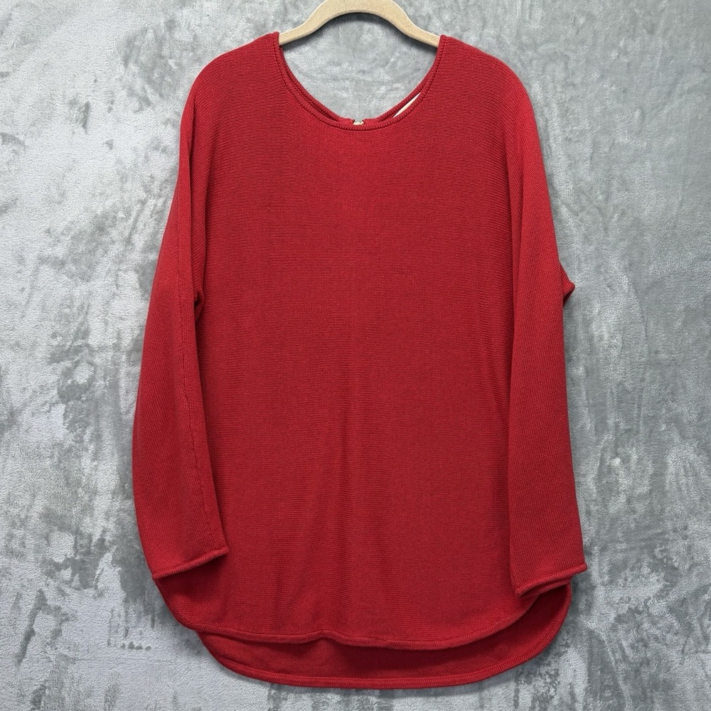 Michael Michael Kors Red Crew Neck Sweater Women's XL‎ Gold Zip Back Detail